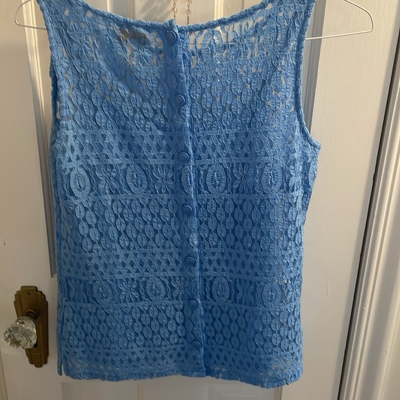 Laundry By Shelli Segal Blue Lace Tank Top - Picture 3 of 5